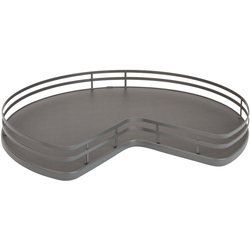 32" Diameter Solid Surface Single Shelf Kidney-Shaped Lazy Susan for Corner Base Cabinet with Swivel Bearing, Orion Gray