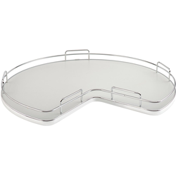 32" Diameter Solid Surface Single Shelf Kidney-Shaped Lazy Susan for Corner Base Cabinet with Swivel Bearing, Matte Gray