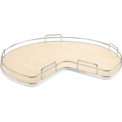 32" Diameter Solid Surface Single Shelf Kidney-Shaped Lazy Susan for Corner Base Cabinet with Swivel Bearing, Maple