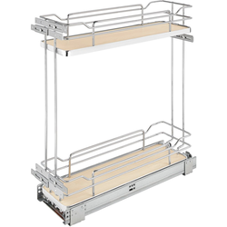 7-1/4 Inch Width 2-Tier Wire Kitchen Base Organizer for 9 Inch Width Frameless Base Cabinet with Blum's Heavy Duty Soft Close-Slides, Natural, Min. Cabinet Opening: 7-1/2" W x 21-3/4" D x 25" H