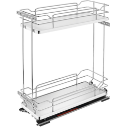 10-1/4 Inch Width 2-Tier Wire Kitchen Base Organizer for 12 Inch Width Frameless Base Cabinet with Blum's Heavy Duty Soft-Close Slides, Gray, Min. Cabinet Opening: 10-1/2" W x 21-3/4" D x 25" H
