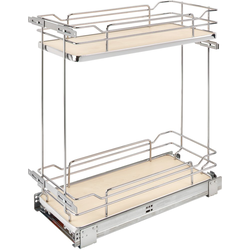 Clearance Sale -10-1/4 Inch Width 2-Tier Wire Kitchen Base Organizer for 12 Inch Width Frameless Base Cabinet with Blum's Heavy Duty Soft-Close Slides, Natural, Min. Cabinet Opening: 10-1/2" W x 21-3