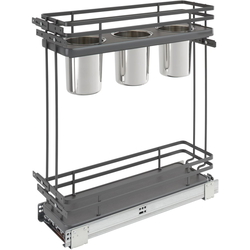 7.25 Inch Two-Tier Utility Organizer with Blum Soft Close, Gray