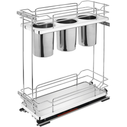 8.75 Inch Two-Tier Utility Organizer with Blum Soft Close, Gray