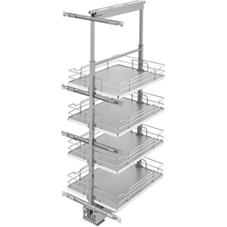  Pull-Out 4 Basket Wire Organizer with Door Mount Hardware, Min. Cabinet Opening 16-1/2 Inch Width x 21-3/4 Inch Depth x Heights from 43-3/8 Inch to 50-3/4 Inch, Soft Close, Chrome/Gray 