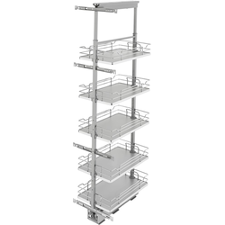  Pull-Out 4 Basket Wire Organizer with Door Mount Hardware, Min. Cabinet Opening 13-1/2 Inch Width x 21-3/4 Inch Depth x Heights from 50-3/4 Inch to 58-9/32 Inch, Soft Close, Chrome/Gray 