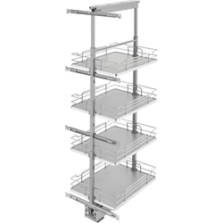  Pull-Out 4 Basket Wire Organizer with Door Mount Hardware, Min. Cabinet Opening 16-1/2 Inch Width x 21-3/4 Inch Depth x Heights from 50-3/4 Inch to 58-9/32 Inch, Soft Close, Chrome/Gray 