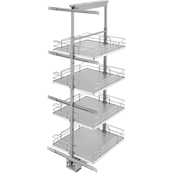  Pull-Out 4 Basket Wire Organizer with Door Mount Hardware, Min. Cabinet Opening 19-1/2 Inch Width x 21-3/4 Inch Depth x Heights from 50-3/4 Inch to 58-9/32 Inch, Soft Close, Chrome/Gray 