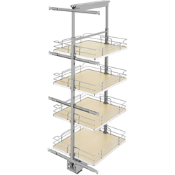  Pull-Out 4 Basket Wire Organizer with Door Mount Hardware, Min. Cabinet Opening 19-1/2 Inch Width x 21-3/4 Inch Depth x Heights from 50-3/4 Inch to 58-9/32 Inch, Soft Close, Chrome/Maple 