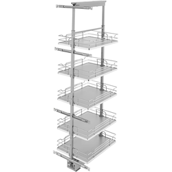  Pull-Out 5 Basket Wire Organizer with Door Mount Hardware, Min. Cabinet Opening 16-1/2 Inch Width x 21-3/4 Inch Depth x Heights from 58-1/4 Inch to 65-3/4 Inch, Soft Close, Chrome/Gray 