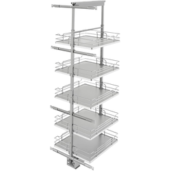  Pull-Out 5 Basket Wire Organizer with Door Mount Hardware, Min. Cabinet Opening 19-1/2 Inch Width x 21-3/4 Inch Depth x Heights from 58-1/4 Inch to 65-3/4 Inch, Soft Close, Chrome/Gray 