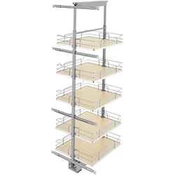  Pull-Out 5 Basket Wire Organizer with Door Mount Hardware, Min. Cabinet Opening 19-1/2 Inch Width x 21-3/4 Inch Depth x Heights from 58-1/4 Inch to 65-3/4 Inch, Soft Close, Chrome/Maple 