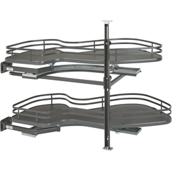 The Cloud 2-Tier Pull-Out Door Blind Corner Organizer, Blind Left, Minimum Cabinet Opening 15" Width X 24-1/2 to 30-1/4 Inch Height, Orion Gray