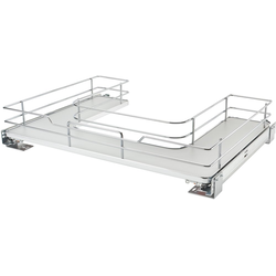  U-Shaped Under Sink Soft-Close Pull-Out for 33" Width Sink Bases, Bottom-Mounted, Chrome Wire Frame, Gray Bottom, Min. Opening: 29-11/16" Width x 21-3/4" Depth x 7" Height