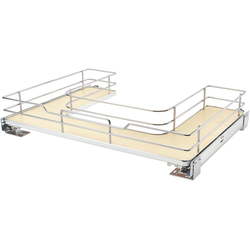 U-Shaped Under Sink Soft-Close Pull-Out for 33" Width Sink Bases, Bottom-Mounted, Chrome Wire Frame, Maple Bottom, Min. Opening: 29-11/16" Width x 21-3/4" Depth x 7" Height