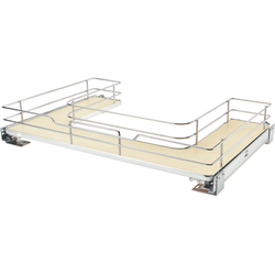 U-Shaped Under Sink Soft-Close Pull-Out for 36" Width Sink Bases, Bottom-Mounted, Chrome Wire Frame, Maple Bottom, Min. Opening: 32-11/16" Width x 21-3/4" Depth x 7" Height 