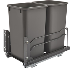  27 Quart, Double Waste Pull-Out, Minimum Cabinet Opening- 11-1/2" Width x 22-1/8" Depth x 19-1/2" Height , Soft-Close, Undermount Slide, Cabinet Floor Mounted, Grey 