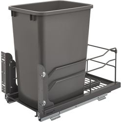  35 Quart, Single Waste Pull-Out, Minimum Cabinet Opening- 11-1/2" Width x 22-" Depth x 19-1/2" Height , Soft-Close, Undermount Slide, Cabinet Floor Mounted , Gray
