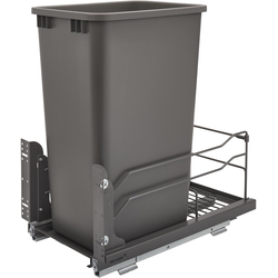  50 Quart, Single Waste Pull-Out, Minimum Cabinet Opening Width- 15-1/2" Width x 22-1/4" Depth x 23-1/2" Height, Undermount Slide, Cabinet Floor Mounted, Grey