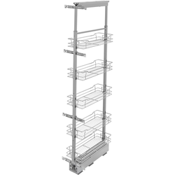  Pull-Out 5 Basket Wire Pantry Cabinet Organizer with Door Mount Hardware, Minimum Cabinet Opening 8-1/4 Inch Width x 21-3/4 Inch Depth x Heights from 58-1/4 Inch to 65-3/4 Inch, Soft Close, Chrom