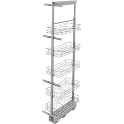  Pull-Out 5 Basket Wire Pantry Cabinet Organizer with Door Mount Hardware, Minimum Cabinet Opening 10-1/4 Inch Width x 21-3/4 Inch Depth x Heights from 58-1/4 Inch to 65-3/4 Inch, Soft Close, Chrom