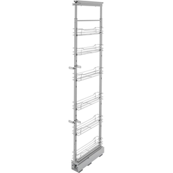 4-1/8"W x 73-5/8, 80-3/4 Inch Adjustable Height Pull-Out Wire Pantry Base Cabinet Organizer with 6 Baskets and 4 Door Mount Brackets, Chrome, Min. Cabinet Opening: 4-1/2"W x 21-3/4"D x 67-1/4"H