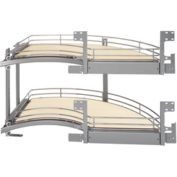 36-5/8 Inch Width The Curve Luxury Pull-Out Blind Corner Organizer, for Blind Left Corner Cabinet, Chrome/Maple