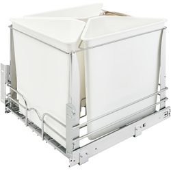 (3) 75 Quart Trash Pull-Out Waste Containers or Recycle Centers with Canvas Bag, Min. Cabinet Opening: 20-3/16" Wide, White