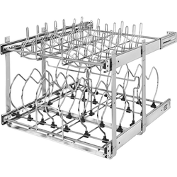 31% OFF 21 Inch Width 2 Tier Cookware Organizer for Pots, Pans & Lids in Kitchen Cabinet, Chrome, Min. Cabinet Opening: 20-1/2" W x 22-1/8" D x 22" H