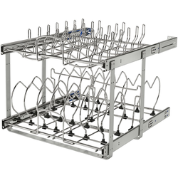 28% OFF 20-3/4 Inch Width 2-Tier Kitchen Base Cookware Organizer for Pots and Pans with Soft-Close Slides, Chrome, Min. Cabinet Opening: 20-1/2" W x 22-1/8" D x 22" H