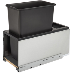 30 Quart Bottom Mount Single Trash Pull-Out Waste Container with Black Insert, Stainless Legrabox and Blumotion Soft-Close Slides, Black