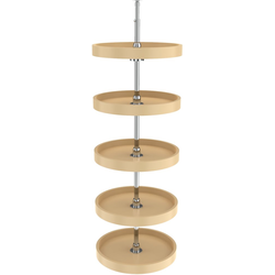  16 Inch Diameter Round 5 Tray Lazy Susan Set for 56 to 62" Installation Heights including Mounting Hardware and Center Post, Almond Polymer