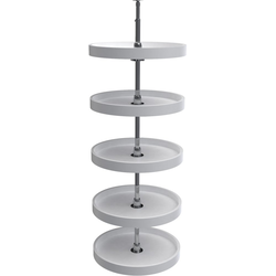  18 Inch Diameter Round 5 Tray Lazy Susan Set for 56 to 62" Installation Heights including Mounting Hardware and Center Post, White Polymer