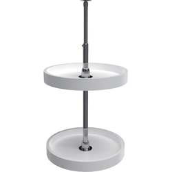 16 Inch Diameter Traditional Full Circle Independently Rotating 2-Shelf Lazy Susan Set, White