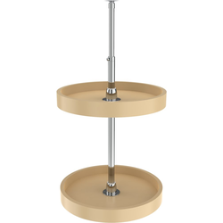 16 Inch Diameter Traditional Full Circle Independently Rotating 2-Shelf Lazy Susan Set, Almond