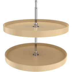 28 Inch Diameter Traditional Full Circle Independently Rotating 2-Shelf Lazy Susan Set, Almond