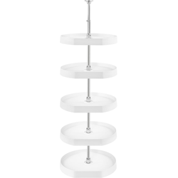 20 Inch Diameter D-Shape Diagonal Corner Lazy Susan Shelves and Rotating Hardware Only, Center Pole Purchased Separately, White Polymer 