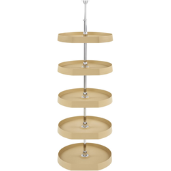 20 Inch Diameter D-Shape Polymer Traditional 5 Shelf Only Diagnonal Corner Lazy Susans, Almond