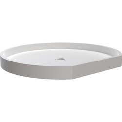 22 Inch Diameter D-Shape RAS Polymer Traditional Single Shelf Corner Lazy Susan Only, (Bottom Mount Post Sold Seperately), White