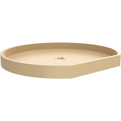 22 Inch Diameter D-Shape RAS Polymer Traditional Single Shelf Corner Lazy Susan Only, (Bottom Mount Post Sold Seperately), Almond