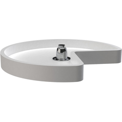 18 Inch Diameter Kidney Shape RAS Polymer Single Shelf Corner Lazy Susan Only with Bottom Mount Post, White