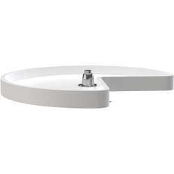 24 Inch Diameter Kidney Shape Single Shelf Corner Lazy Susan Only with Bottom Mount Post, White
