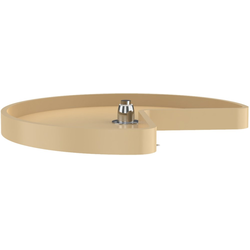 24 Inch Diameter Kidney Shape RAS Polymer Single Shelf Corner Lazy Susan Only with Bottom Mount Post, Almond