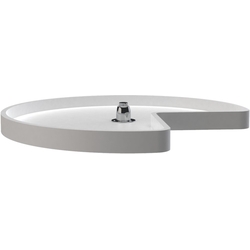 28 Inch Diameter Kidney Shape RAS Polymer Single Shelf Corner Lazy Susan Only with Bottom Mount Post, White