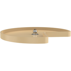 28 Inch Diameter Kidney Shape RAS Polymer Single Shelf Corner Lazy Susan Only with Bottom Mount Post, Almond