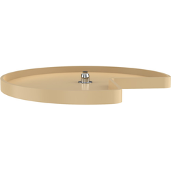 32 Inch Diameter Kidney Shape RAS Polymer Single Shelf Corner Lazy Susan Only with Bottom Mount Post, Almond