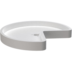 18 Inch Diameter Kidney Shape RAS Polymer Single Shelf Corner Lazy Susan Only (Bottom Mount Post Sold Separately), White