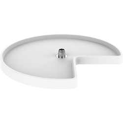 28 Inch Diameter Kidney Shape RAS Polymer Single Shelf Corner Lazy Susan Only (Bottom Mount Post Sold Separately), White