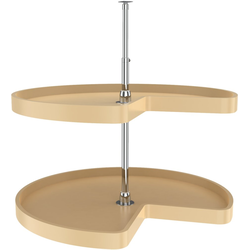 32 Inch Diameter Kidney Shape RAS Polymer 2 Shelf Corner Lazy Susan Set, for 26, 32 Inch Inner Cabinet Height, Almond
