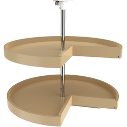 35% OFF 28 Inch Diameter Pie Cut RAS Polymer Door Mount 2 Shelf Corner Lazy Susan Set for Base Cabinets, Almond